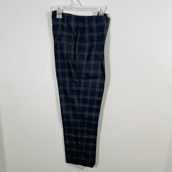 Women's Navy Green Plaid Tartan Wool Blend Pants Size 2 - Missing Tag - Preppy - Picture 9 of 9